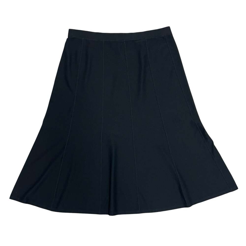 Eileen Fisher Skirt XL Black Stretch Paneled A Line Pull On 38X32 Long Midi